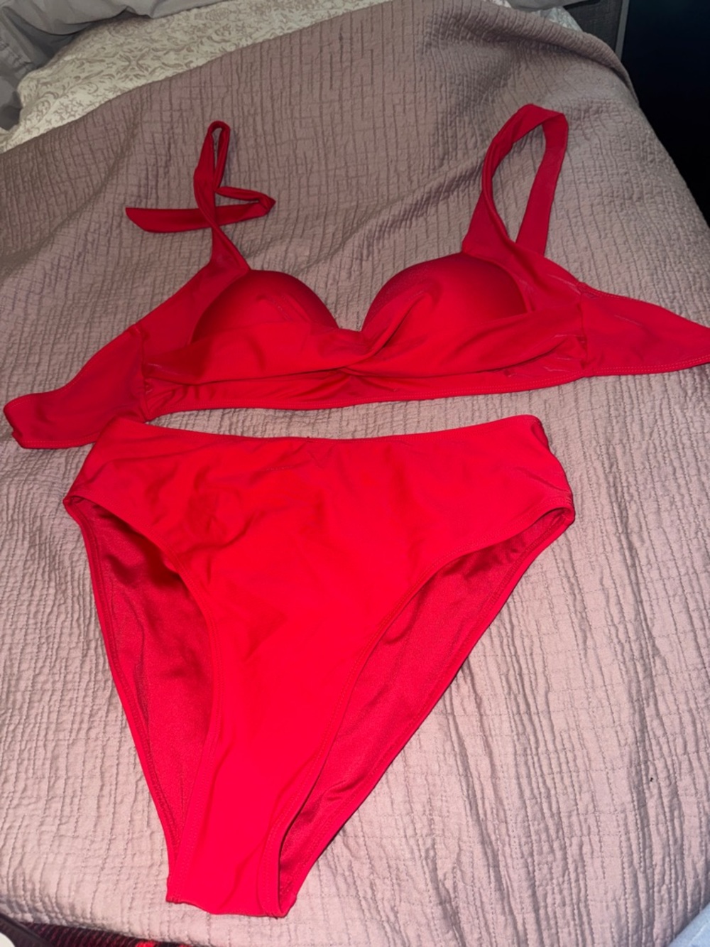 Red High Waist Two-Piece Bikini Set Sz XL